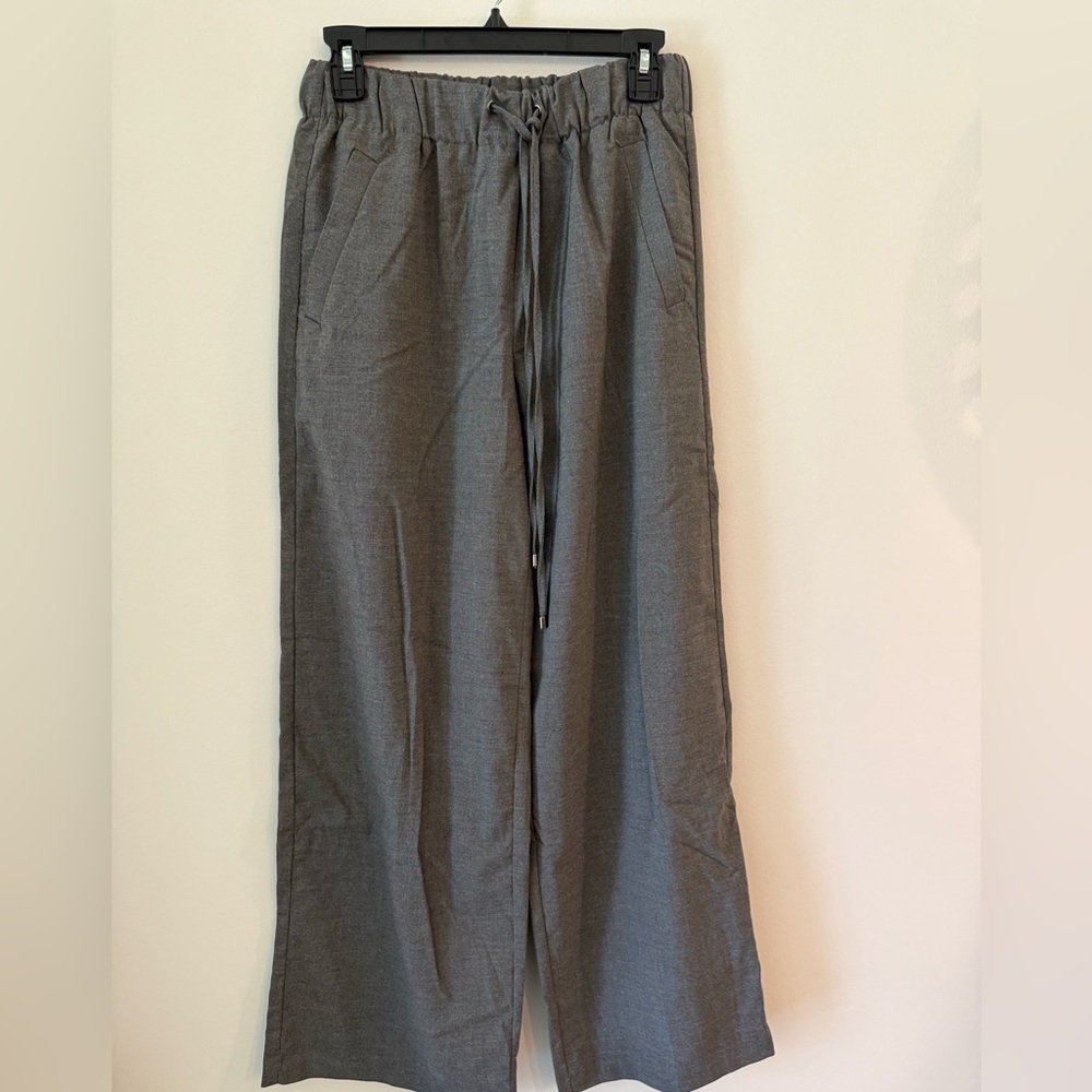 Zara Charcoal Wide-Leg Drawstring Trousers